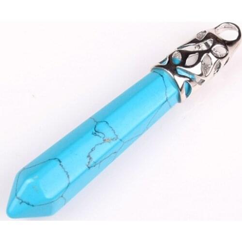 12pcs Wholesale Lips Light pink Crystal Wand Gems Stone Hexagon Prism Point Pendulum Pendant Quartz Pendant Fit Necklace