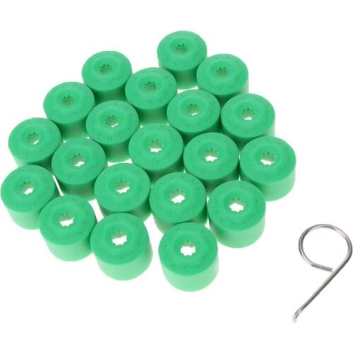 20PCS Wheel Nut Bolt Tire Screw Cap Dust Cap Cover+Tool For VW Golf Green