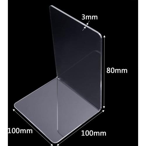 2x Anti-Skid Bookend Book End Shelf Holder Square Acrylic Clear Book Stand Set