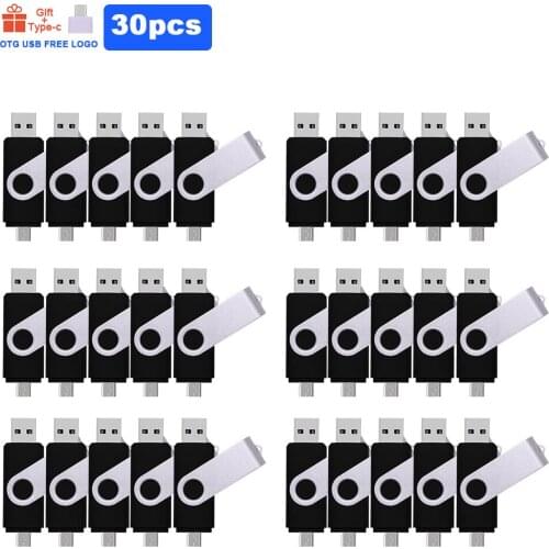 30pcs/lot Usb 2.0 Free Logo OTG USB flash drive 4GB 8GB 16GB 32GB 64GB 128GB Pendrives OTG Real Capacity Usb stick for Wedding