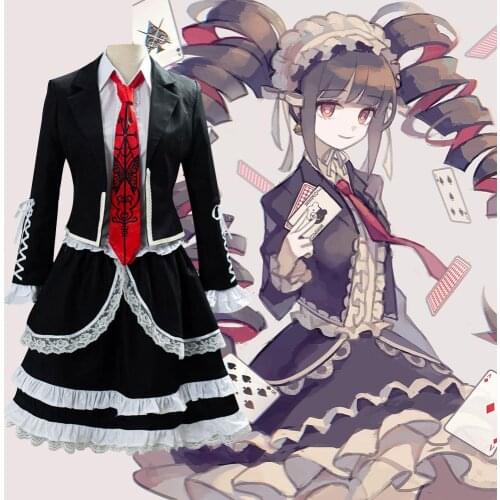 7pcs/set Danganronpa Celestia Ludenberg Cosplay Costume Dangan Ronpa Yasuhiro Taeko Halloween Dress up Women JK Uniform C150K228