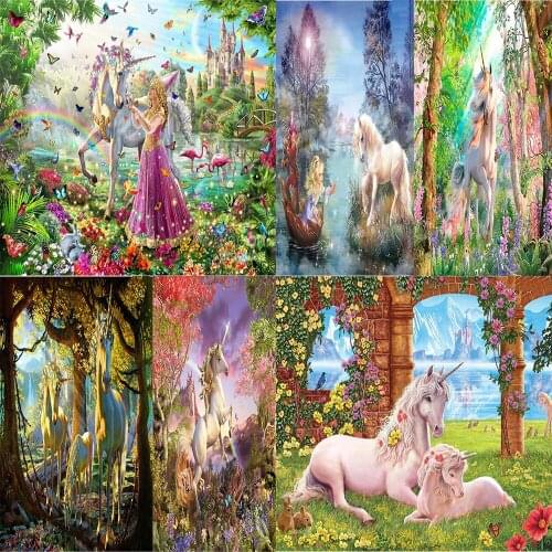Round Drill 5D DIY Diamond Painting "Unicorn Animals" Embroidery Cross Stitch Full Rhinestone Decor