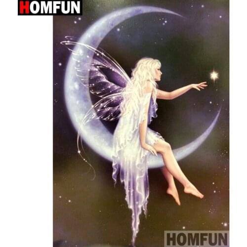 HOMFUN Full Square/Round Drill 5D DIY Diamond Painting "butterfly fairy" Embroidery Cross Stitch 5D Home Decor Gift A14550