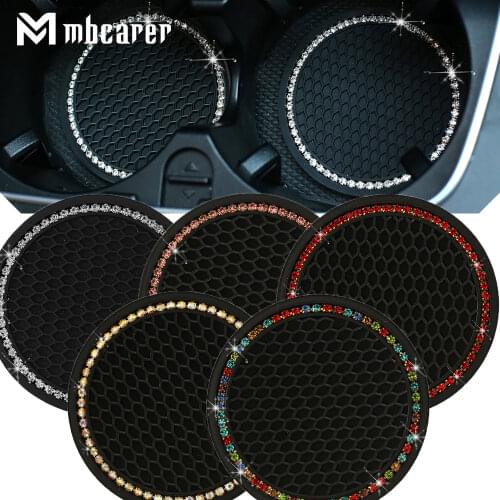 Car Water Cup Bottle Holder Coaster Rhinestone Anti-slip Mat Pad Silica Gel Bling Non-slip Mat Car Styling Interior Accessories