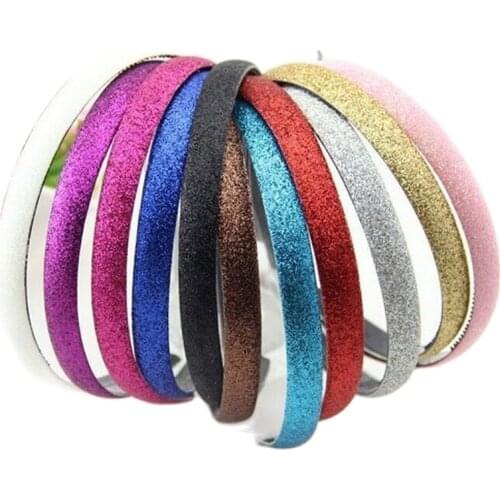 Glitter Girls Hair Clasp Headband For Women Satin Plastic Non-slip Glitter Hair Band Hair Band Head Hoop 70pcs