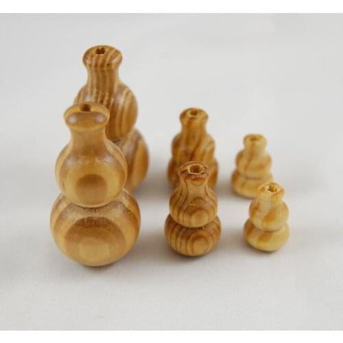 100pcs/lot Gourd Shape Natural Pine Wood Beads Jewelry Findings DIY Wooden Beads Door Curtain Accessories 19x13 27x16 47x25mm