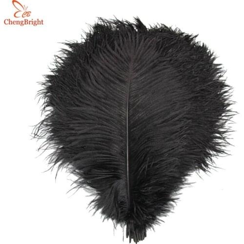 ChengBright 100Pcs/Lot Natural Black Ostrich Feathers For Crafts 15-70CM Carnival Costumes Party Home Wedding Decorations Plumes