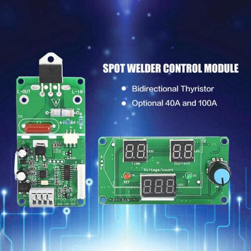 40A 100A Digital Spot Welder Time Control Module Controller Board 9-12V AC Monopulse Triggers Electronic Controller