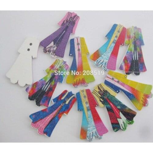 WBNWSG Clothes decorative Buttons 100pcs Skirt shape 35mm*20mm sewing wood button