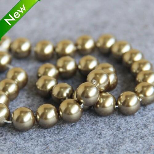 For Necklace&Bracelet 12mm Gold-Color Shell Pearl Beads SeaShell DIY Gift For Women Loose Beads New Jewelry Making Design 16inch