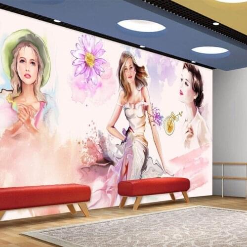 Photo wallpaper Bedroom wallpaper watercolor beauty mural custom cosmetics shop background wallpaper