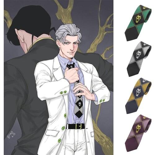 5 colors JoJos Bizarre Adventure Cosplay Kira Yoshikage KILLER QUEEN Skull Neck Tie Anime Cosplay