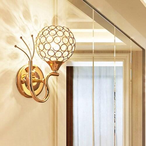 Modern Style Crystal Wall Lamp Bedroom Dining Plating Chrome Lamp Fixture