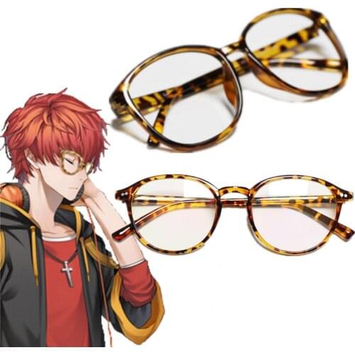 Game Mystic Messenger 707 Luciel Choi Frame Cosplay Glasses Eyeglasses Leopard