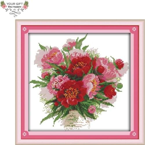 Joy Sunday H605 Free Shipping 14CT 11CT Stamped and Counted Home Decor The Bright Flowers Needlework Embroidery Cross Stitch