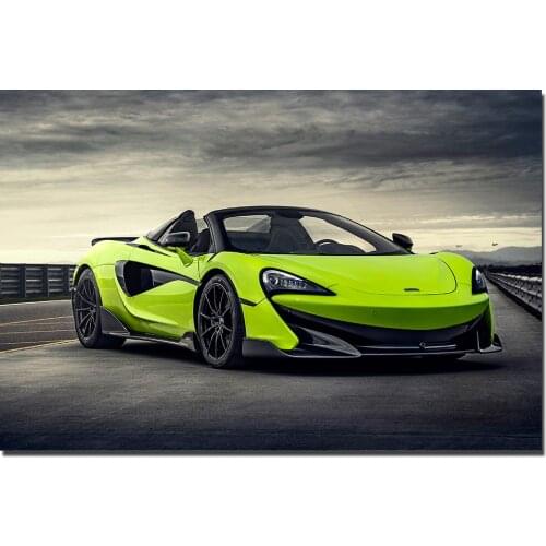 Cool Green Super Car Poster Car Scenery Poster Canvas Paintings Car Pictures Wall Art for Living Room Home Decor (No Frame)