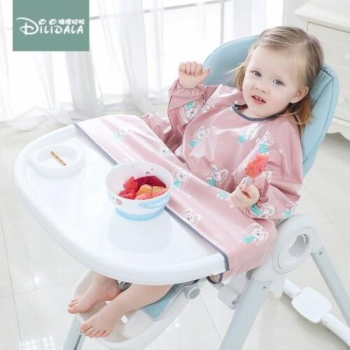 Eating artifact baby anti dirty water integrated bib mat dining chair table long sleeve smock self feeding bebek onlukleri bavoi