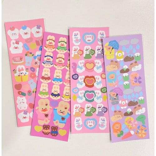 Korea ins cute bear stickers cartoon rabbit love stickers star chasing material decorative stickers