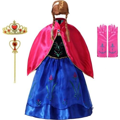 Anna Costume For Girls Princess Dress With Cpaes Kids Cosplay Anna Elsa Clothing Snow Queen 2 Birthday Party Fancy Dress