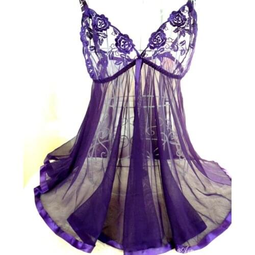Lace Mesh Womens Half Slips With Thongs Sheer Sexy Purple Lingerie Slip Dress Hot New 2018 Summer Sleepwear For Women Plus Size