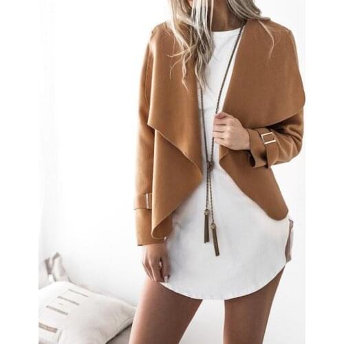 New Autumn Short Jacket Women Long Sleeve Suit Turn Down Collar Jacket Female Solid Coat Woman Basic Coat Office Lady Outwear