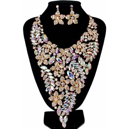 Lan palace parure bijoux femme Glass big jewelry set necklace and earrings for wo'men free shipping