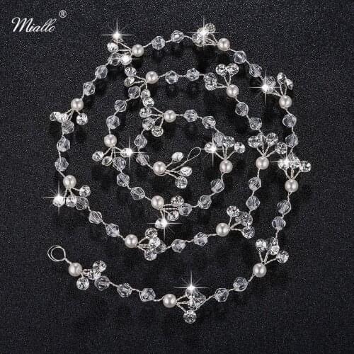 Miallo Fashion Austrian Crystal Long Headbands Bridal Wedding Hair Jewelry Accessories Brides Tiaras Hairpieces for Women