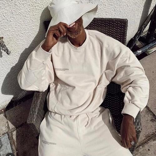 Fashion Brand Male Sweatshirt Spring Autumn Casual Crewneck Mens Clothes 2 Piece Suit Solid Color Loose Joggers Tracksuit Pants