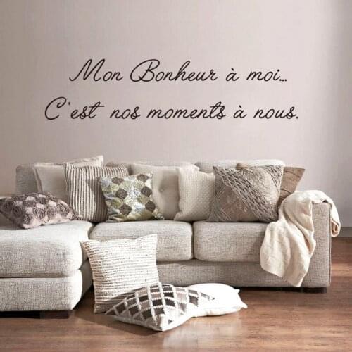 Mon Bonheur A Moi Wall Stickers French Quote Home Decor Wall Decals Living Room Bedroom Decoration Vinyl Wall Art Murals Poster