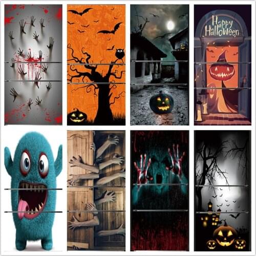 3D Halloween Refrigerator Sticker Peel&Stick Waterproof Wallpaper For Kitchen Decoration Mural Cabinet Door Home Decor 60x150cm