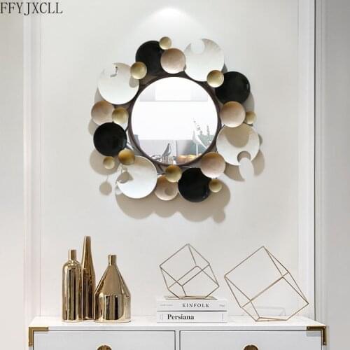 Modern Style Wall Decoration Mirror Background Wall Living Room Mirror Decoration Wall Hanging Wall Handmade Wrought Iron