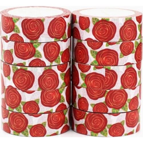 NEW 10pcs/Lot Decorative Red Roses Washi Tapes DIY Scrapbooking Planner Adhesive Masking Tape Cute Papeleria