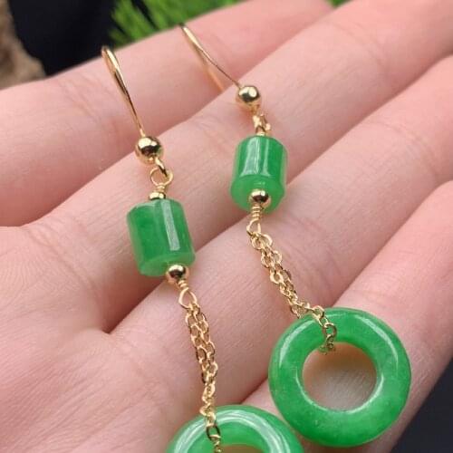 2020 New Natural Dry Sapphire Ring Round Barrel Bead Copper Gold-Plated Earrings Earrings Female Jewelry Jewelry