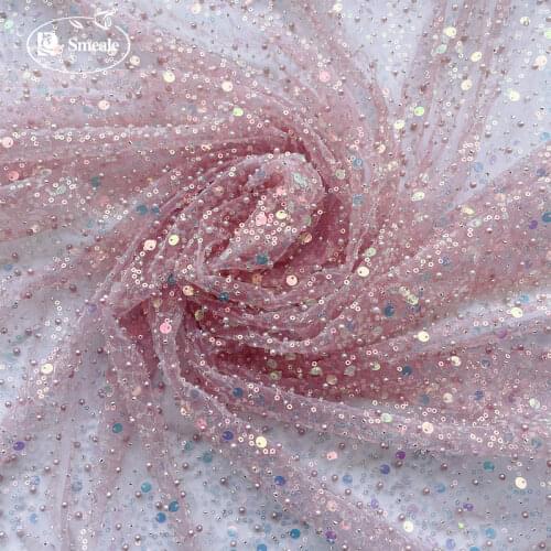 2021 New 13 Color Beaded Symphony Sequins 3D Lace Fabric Shiny Bridal Dress Bridesmaid Dress DIY Home Curtain RS3455