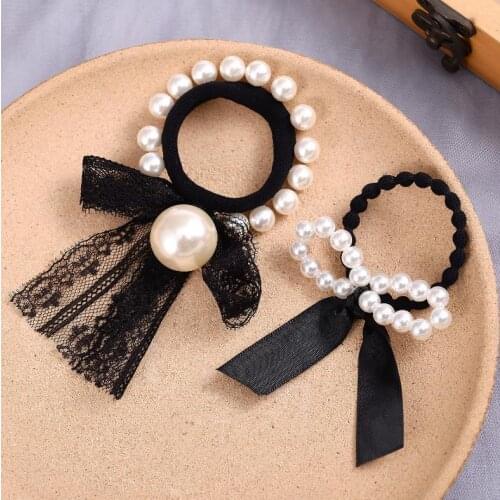 New fashion net red lace bead hair rope ball head rope female ponytail rubber band