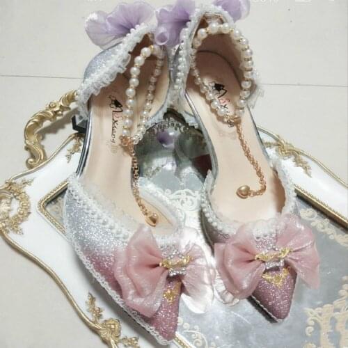 Sweet lolita shoes vintage round head low heel women shoes cute bowknot cross bandage kawaii shoes loli cosplay tea party girls