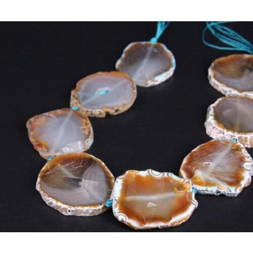 Approx8PCS/strand Large Size Blue Brown Raw Agates Drusy Slab Slice Loose Beads,Gems Stone Nugget Pendants Jewelry Making