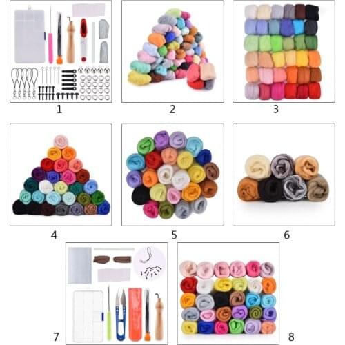 Handmade Needle Felting Starter Kit Roving Wool Set with Felting Tool Hand Spinning DIY Crafts Materials Accessories