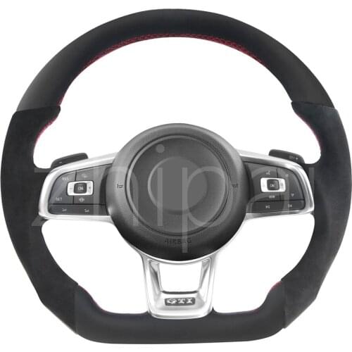 For VW Golf Steering Wheel For MK7/MK7.5 GTI/R With Full Nappa+Alcanrata+Perforated leather Steering Wheel