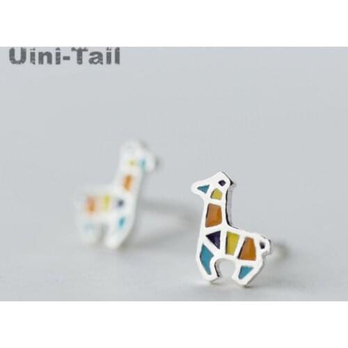 Korea Forest Department 925 Sterling Silver Cute Colorful Mini Stud Earrings Earrings Temperament Personality Ear Jewelry
