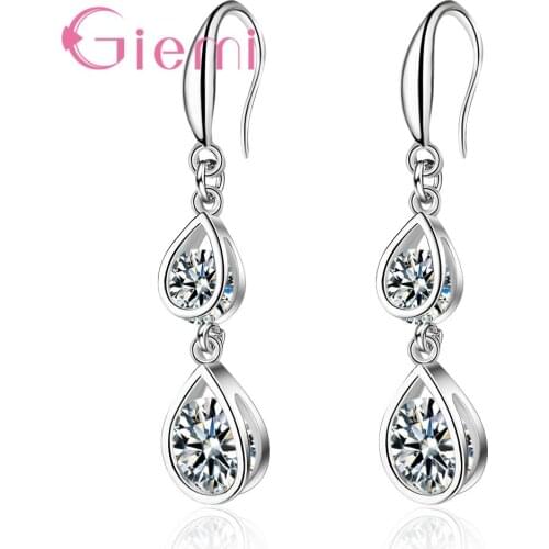 Luxury Temperament 925 Sterling Silver Drop Water Earring For Women Cubic Zircon Dangler Femal Tassel Eardrop Earrings Jewelry