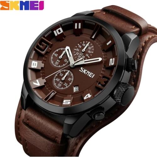 SKMEI New Fashion Sport Quartz Watches Men Luxury Business Leather Watch Waterproof Wristwatches Male Clock Relogio Masculino