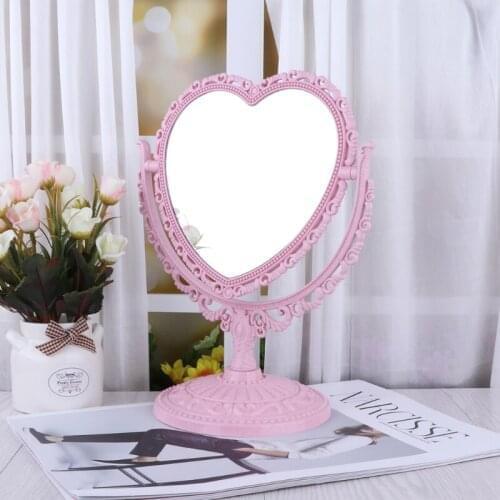 TY227 2Sides Heart-shaped Makeup Mirror Rotatable Stand Table Compact Mirror Dresser Jy18 21 Dropshipping