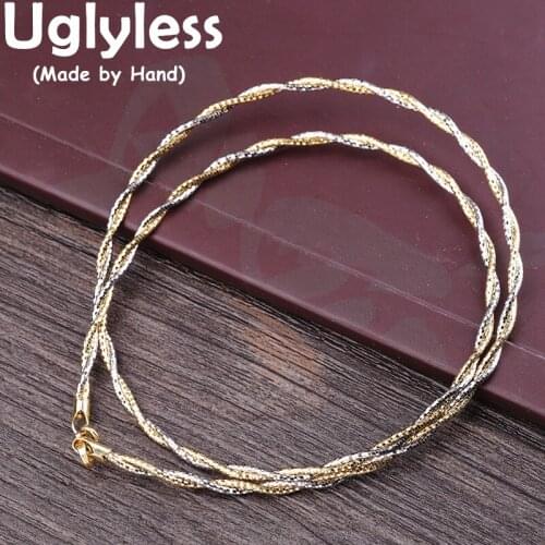 Uglyless Twisted 925 Silver Chokers Necklaces Bracelets for Women Anti-fade Silver Gold Rose Gold Jewelry Sets Italy Technology