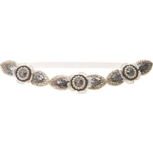 Vintage Applique Beaded Flowers Headband Bride Girl The Prom Hair Accessories