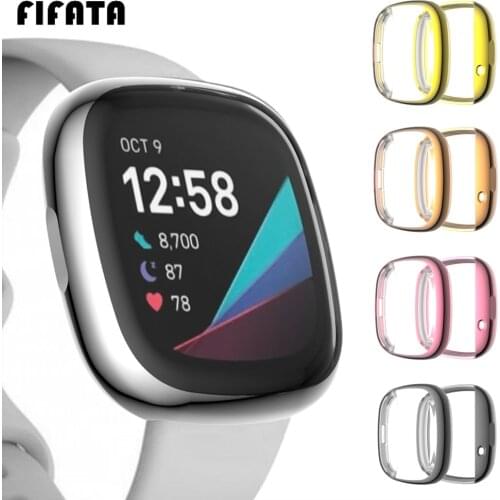 FIFATA Full TPU Protective Case For Fitbit Versa 3 Watch Cover Sleeve For Fitbit Sense Smartwatch Protector Shell Accessories