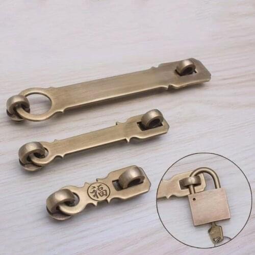 1pcs Retro Hasp Cabinet Door Lock Door Bolt Locks Pure Copper Wooden Door Antique Hasp Padlock
