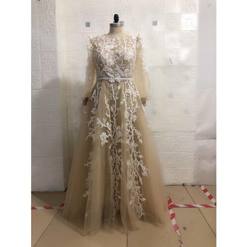 Real photo robe de soirée de mariage special occasion women dress heavy beads vestidos formales lace evening dresses fast ship