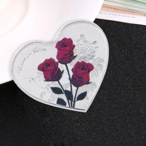 1pc I Love You Emulation Valentines Day Game Currency 38mm Love Heart Rose Commemorative Coin Decoration Supplies