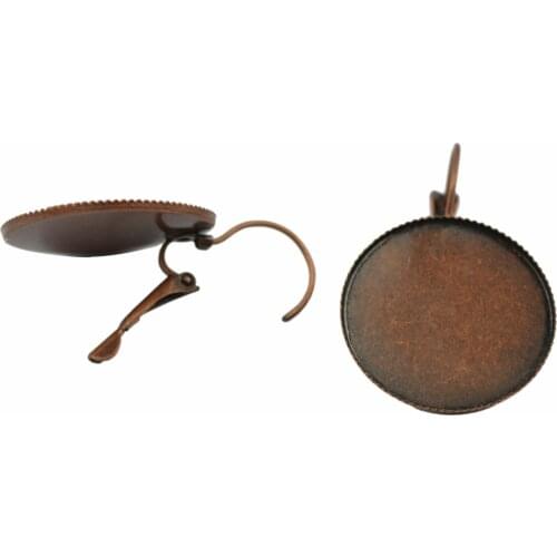 12 Pics Earring Hook Round Jewelry Brass Cabochon Setting Ears DIY Copper